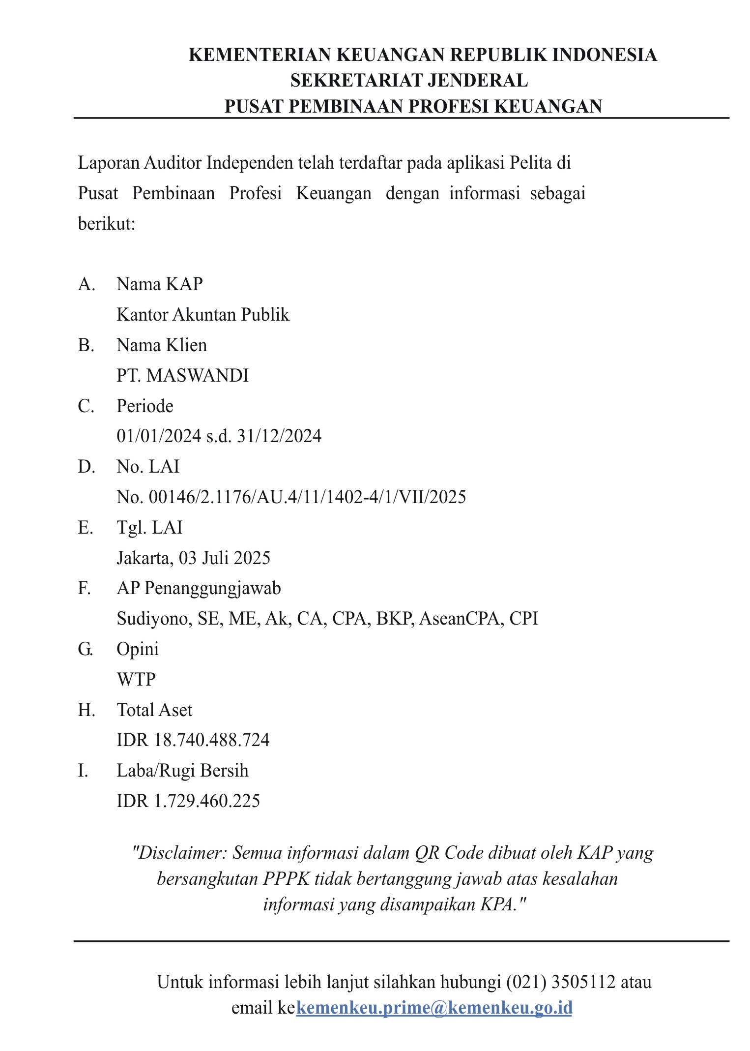 Laporan Auditor Independen